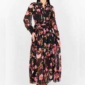 Bandolino Floral Maxi Dress with Long Sleeves Small